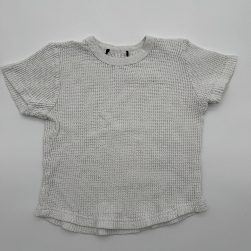 Womens White Waffle Knit Short Sleeve T-Shirt Forever 21 XS